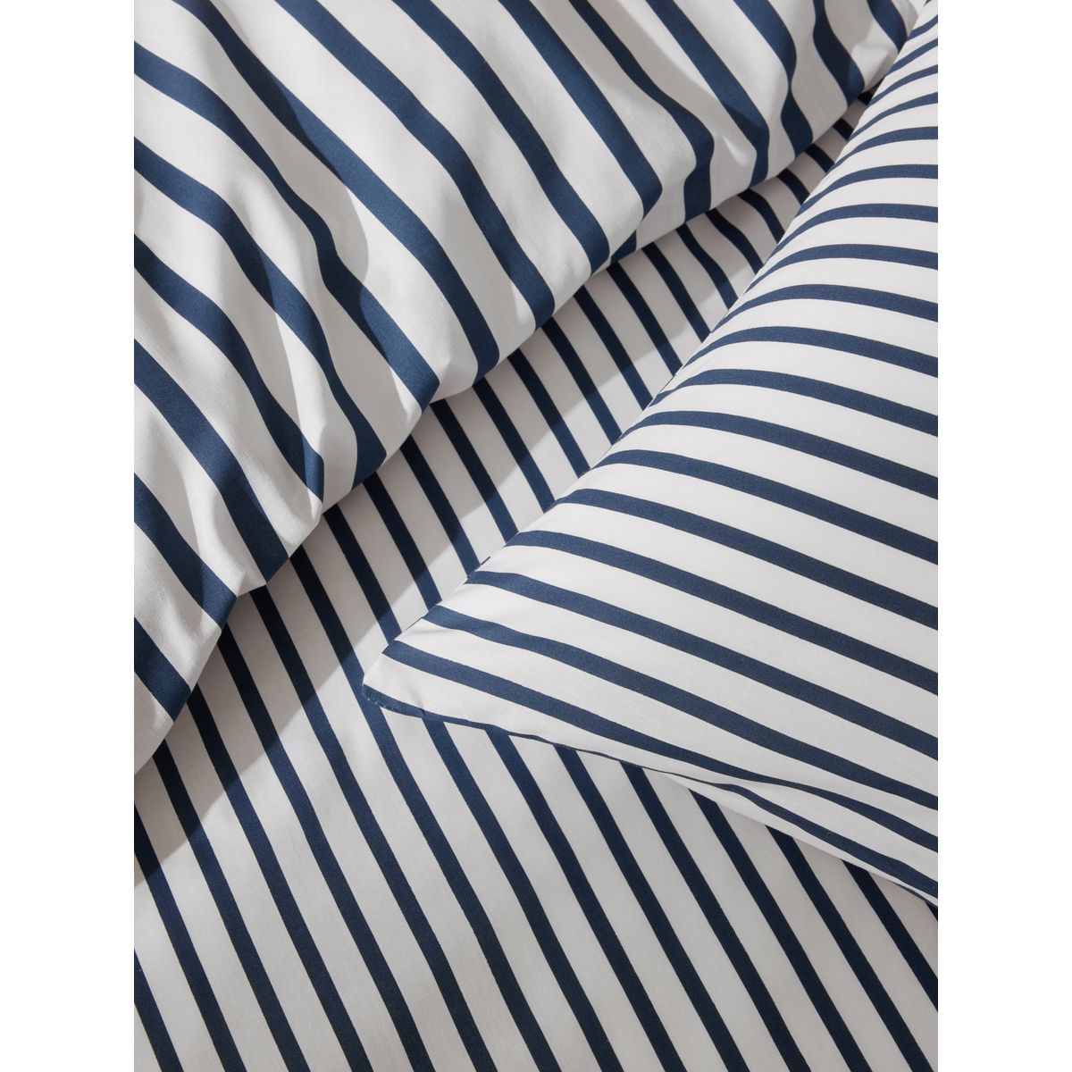 Housse de couette et taie réversibles rayure marine, NEXT