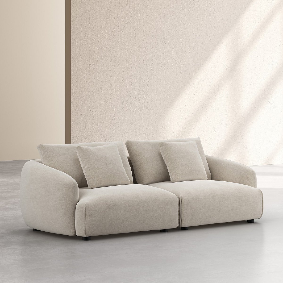 Canapé fixe tissu NIZIDA beige, HABITAT