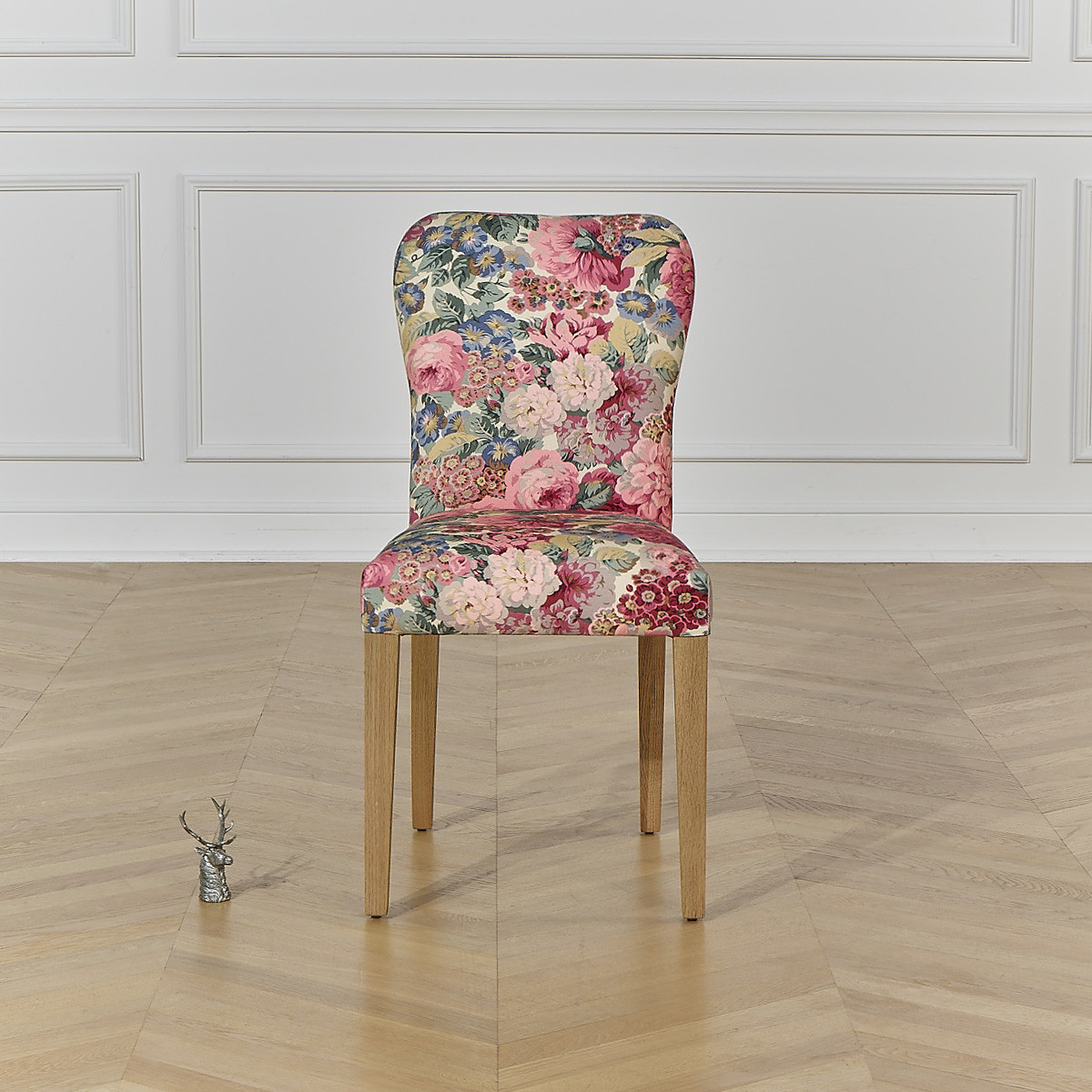 Chaises style romantique en lin coton et bois massif, lot de 2 HUNTER rose, ROBIN DES BOIS