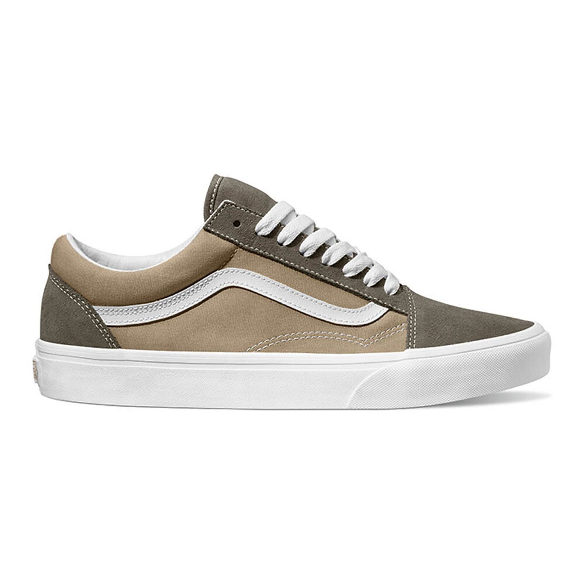 Baskets cuir Old Skool marron/beige, VANS