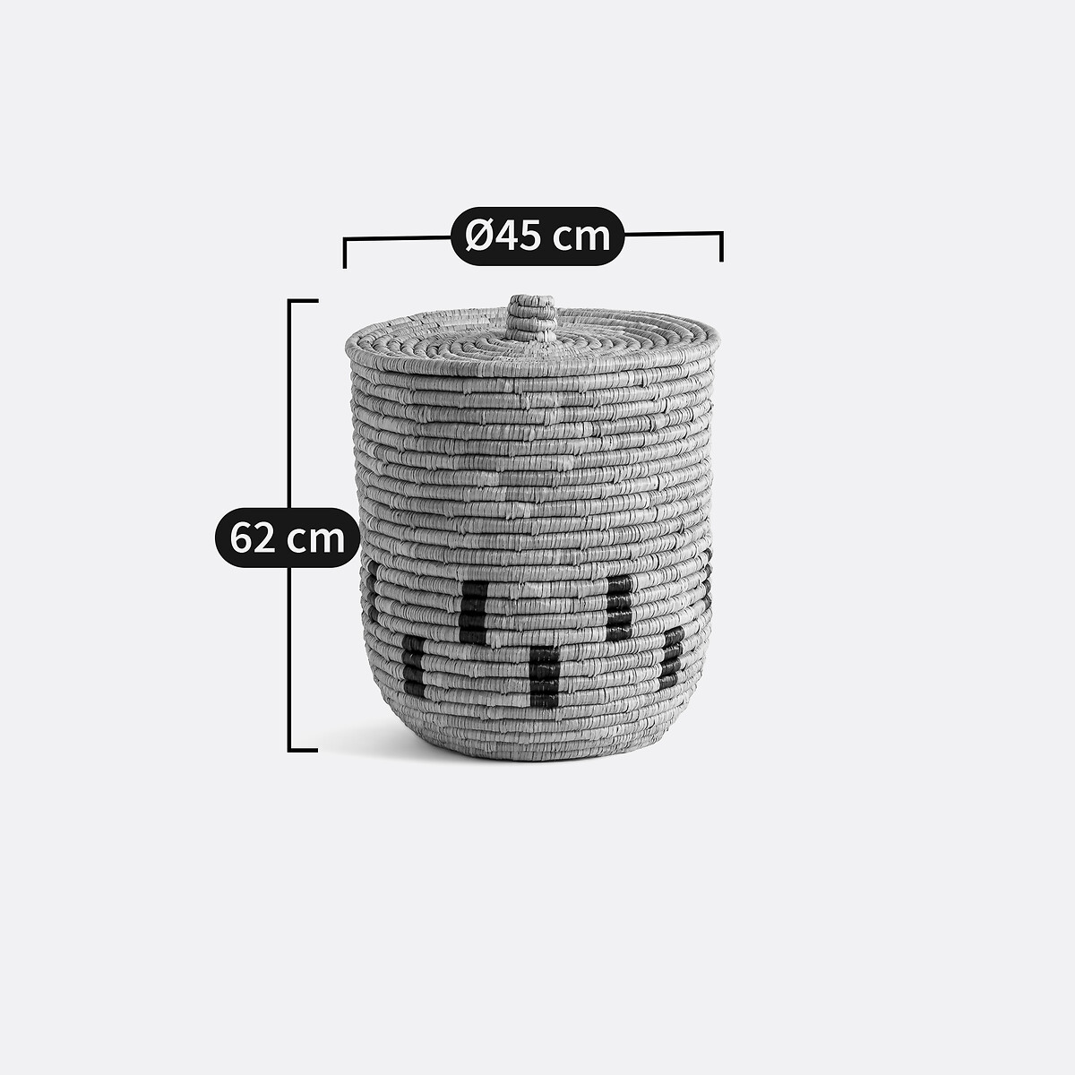 Aquila 45cm Diameter Woven Herbarium Basket with Lid natural/black, LA REDOUTE INTERIEURS