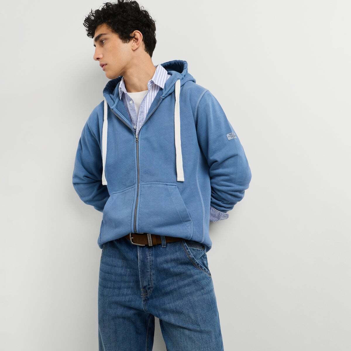 Sweat-Shirt À Capuche Et Fermeture Éclair Coupe Regular bleu mer, PEPE JEANS