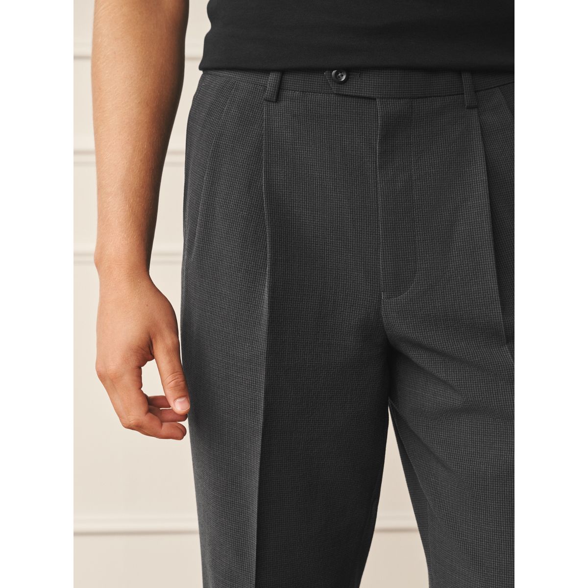 Pantalon de costume en seersucker vichy marron, NEXT