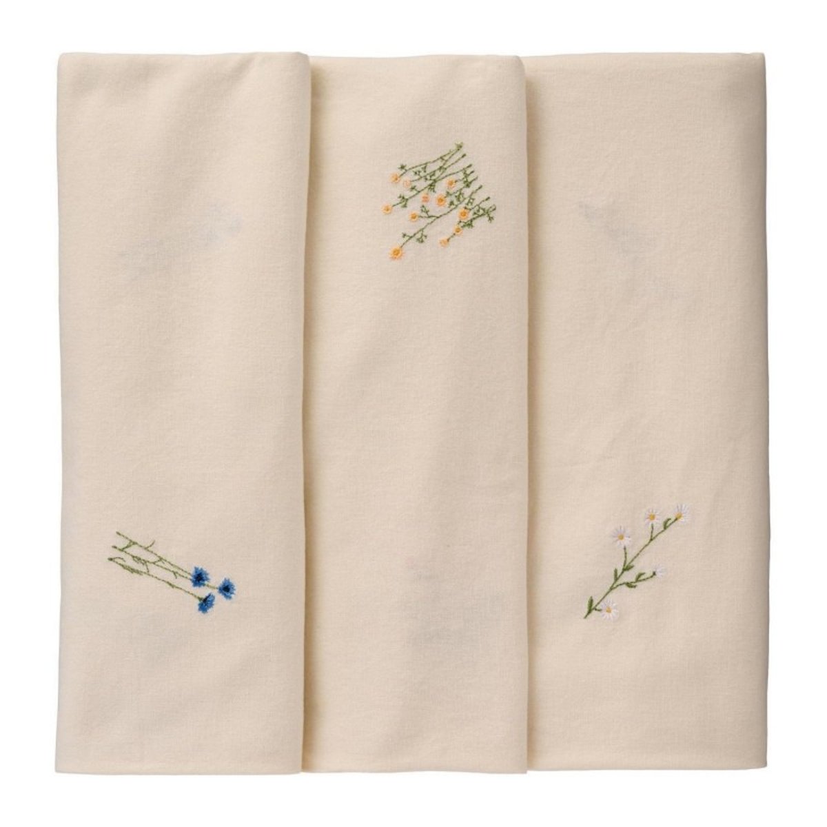 Nappe rectangulaire coton brodé fleurs IB laursen FLORA multicolore, IB LAURSEN