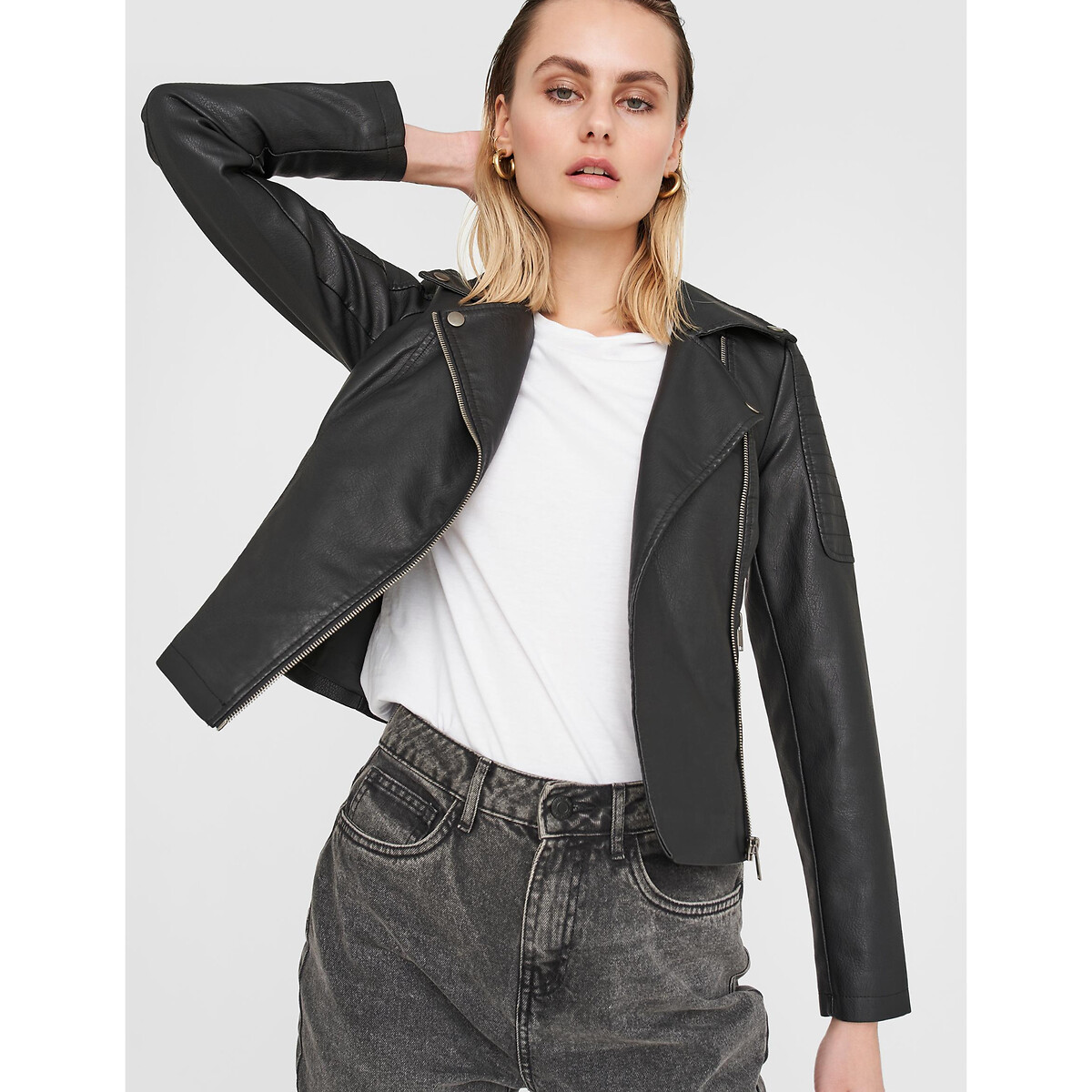 Blouson court en simili noir, NOISY MAY