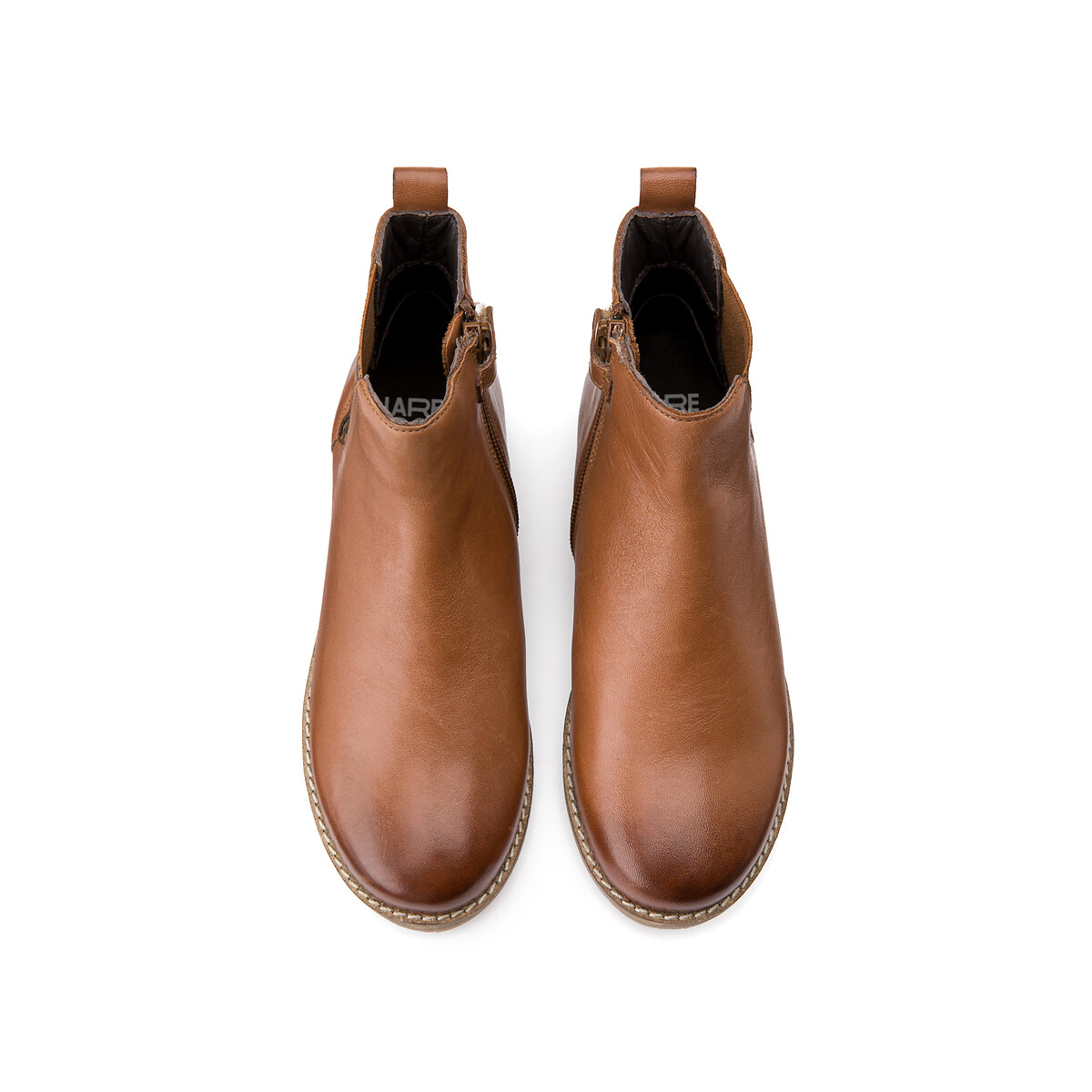 Bottines chelsea leer, elastisch, luipaardprint camel, LA REDOUTE COLLECTIONS