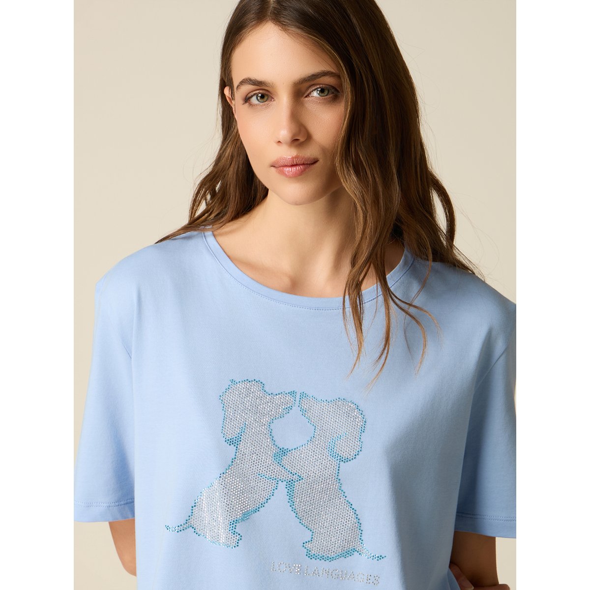 T-shirt manches courtes avec applications light - blue, OLTRE