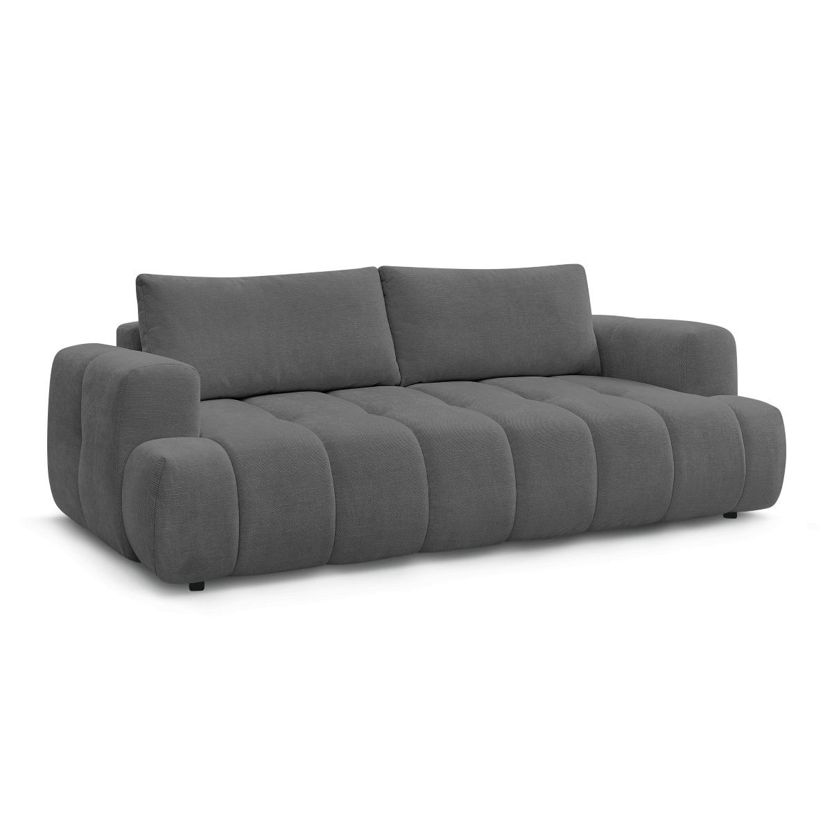 Canapé droit convertible 3 places en tissu lisse, FUJI gris foncé, BOBOCHIC