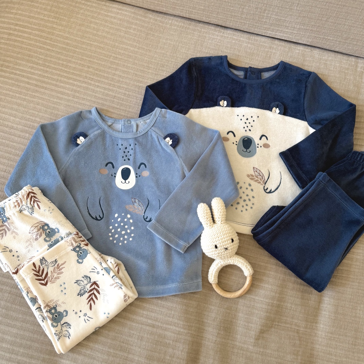 Lot de 2 pyjamas enfant 2 pièces en velours Mathéo bleu, PETIT BEGUIN