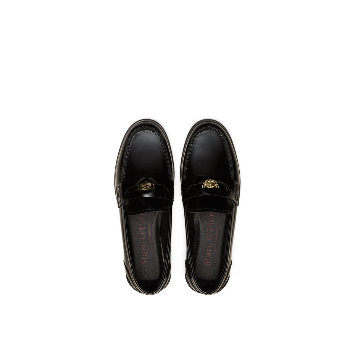 Mocassins Penny Loafer modèle Fiona en cuir de vachette de haute qualité noir, MARC O'POLO