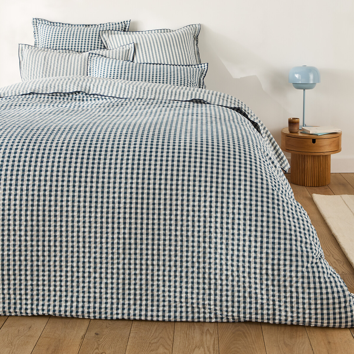 Housse de couette coton seersucker, COTTAGE BLEU bleu, LA REDOUTE INTERIEURS