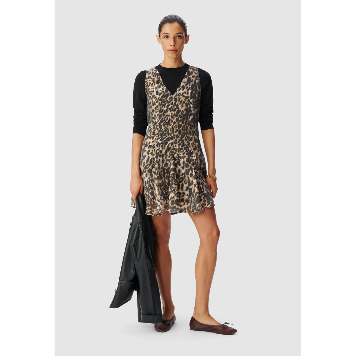 Robe courte motif léopard marron, IKKS