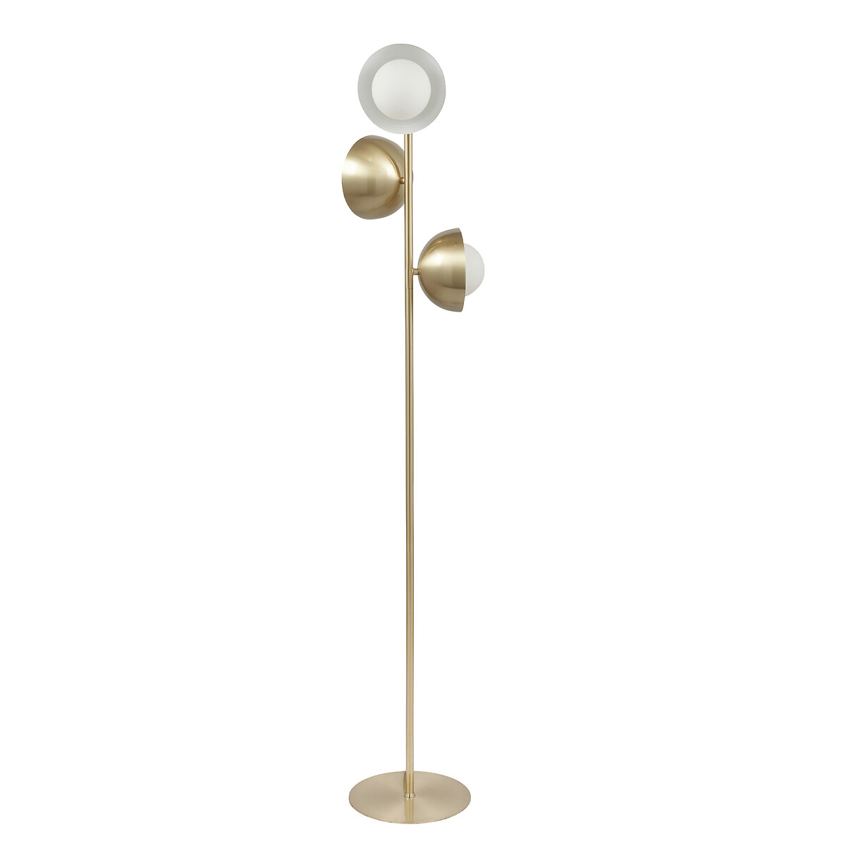 Emery 3-Light Glass Orb Dome Floor Lamp in Brushed Brass brass, SO'HOME