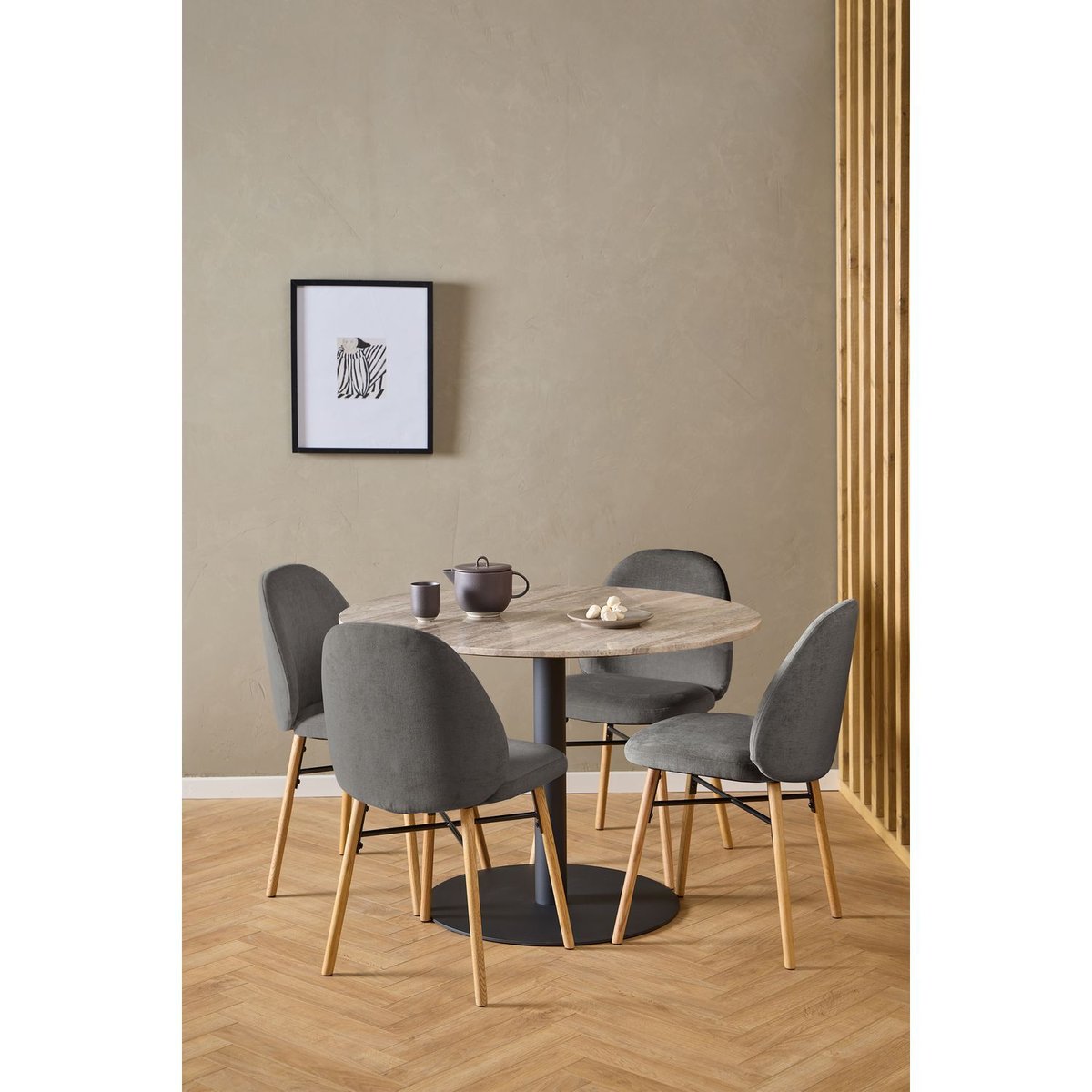 Lot de 2 chaises de salle à manger en velours et acier CLARA gris, TOILINUX