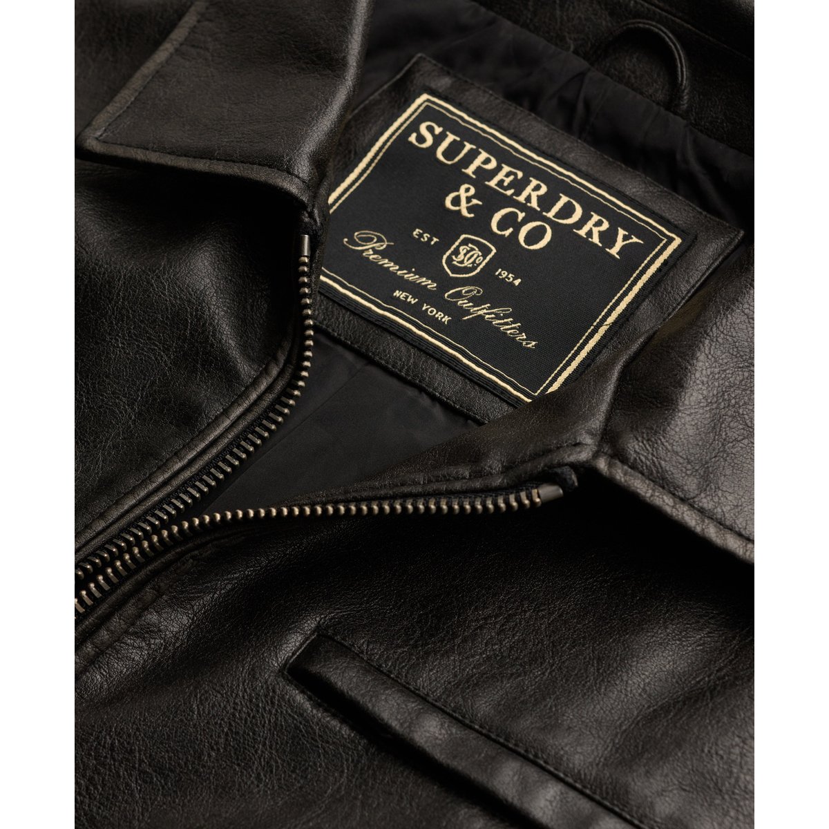 Veste en Simili-Cuir Coupe Décontractée noir, SUPERDRY