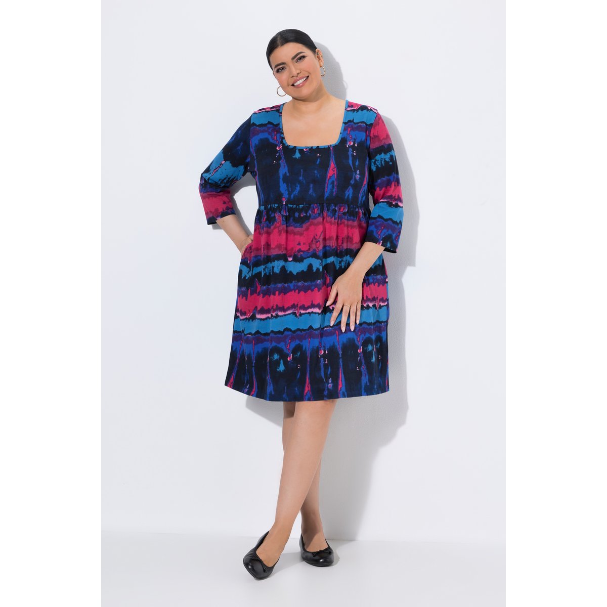 Robe en jersey motif batik bleu encre, ULLA POPKEN