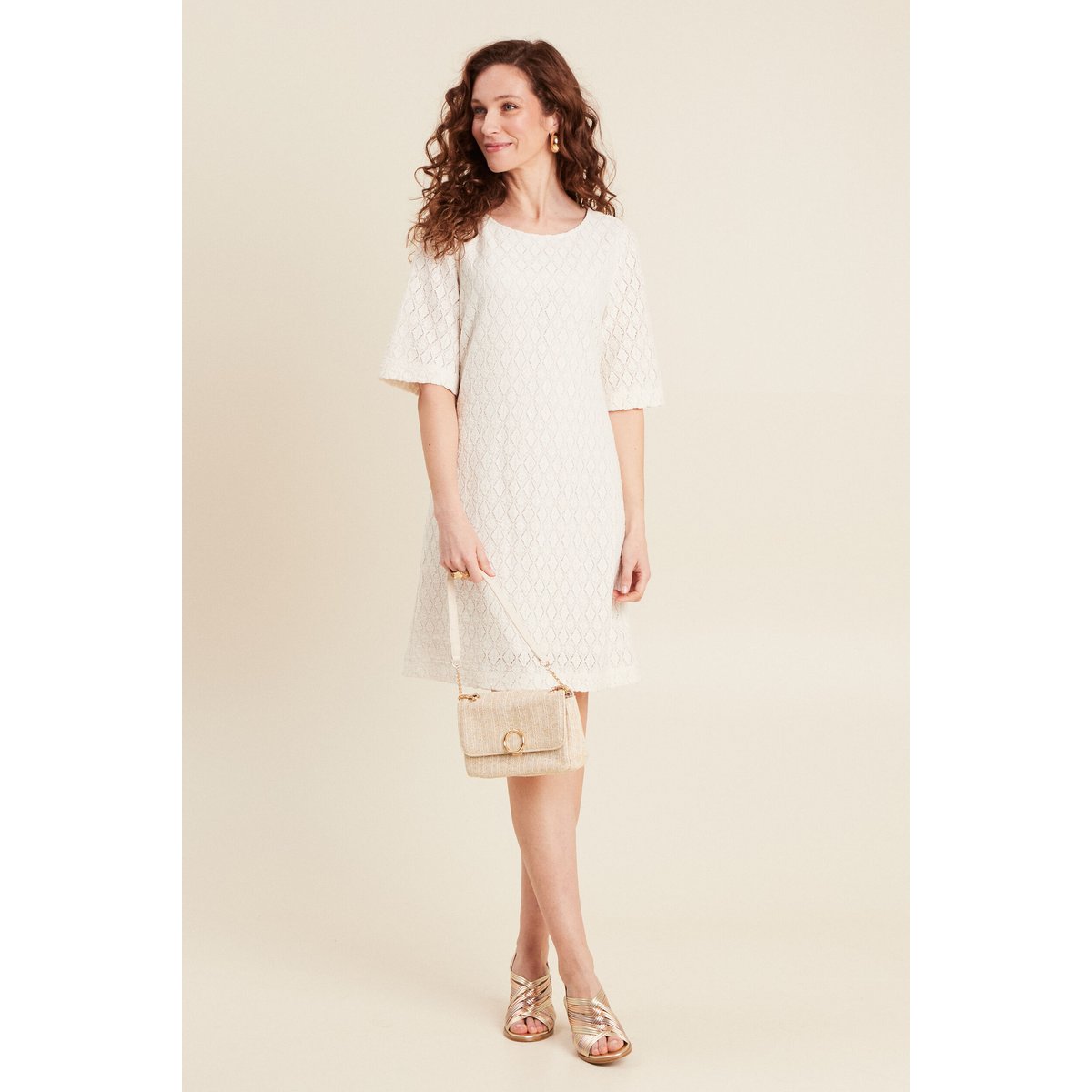 Robe droite dentelle ecru, BREAL