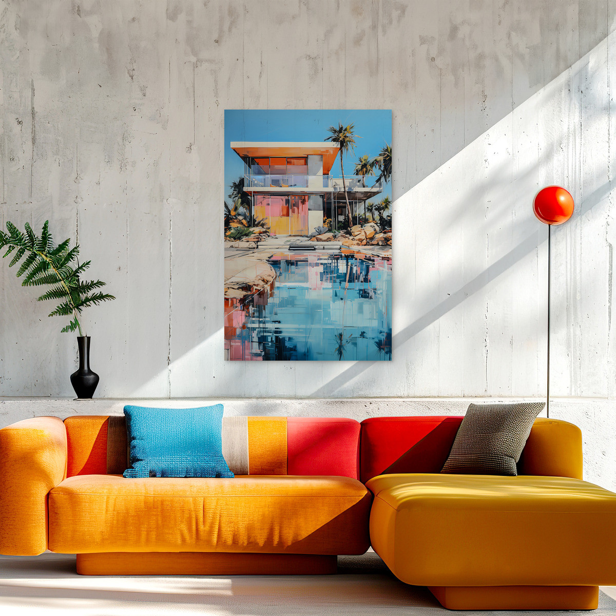 Tableau Sur Toile Maison Contemporaine ARCHITECTURE tableaux sur toile-bleu, CEANOTHE