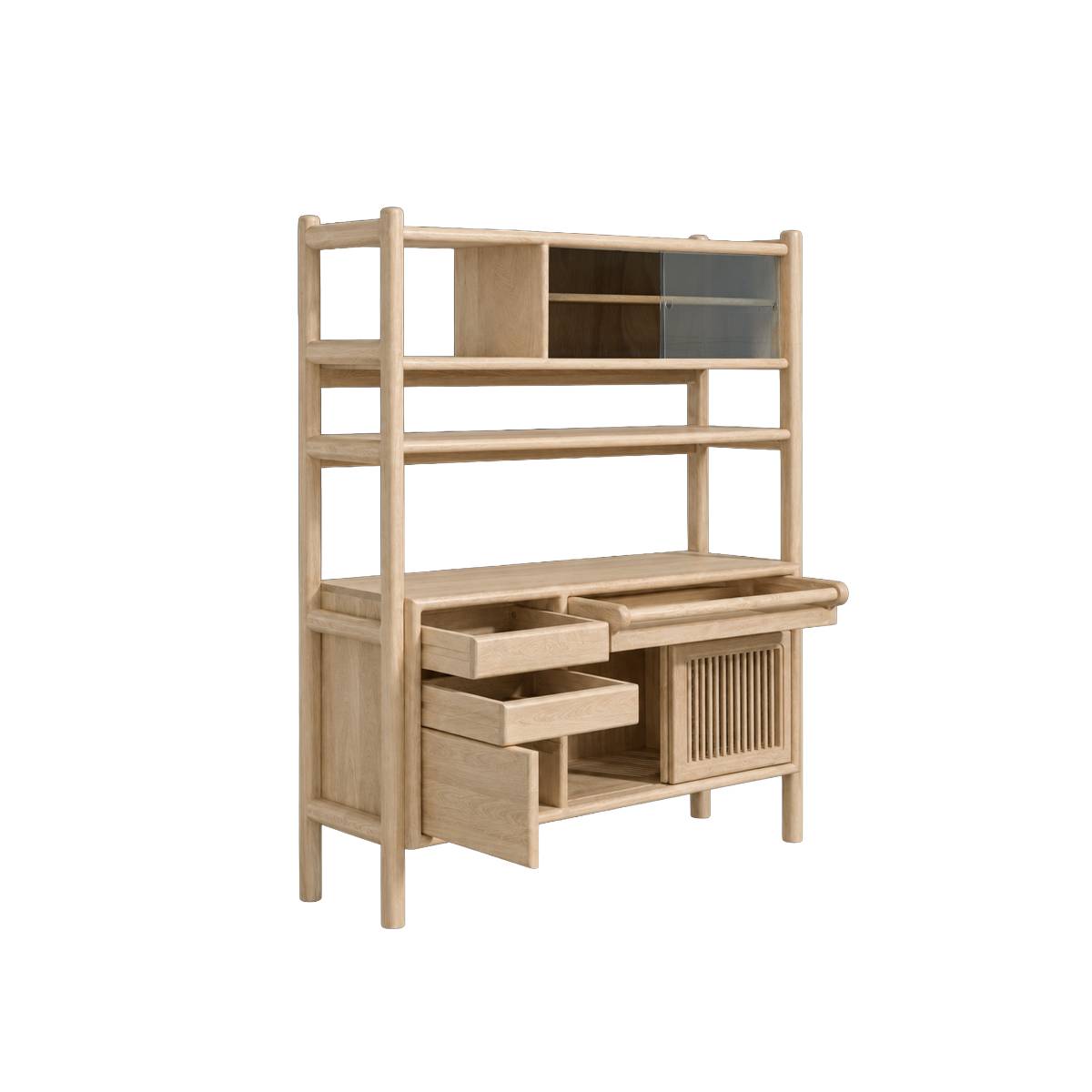 Vaisselier en bois de manguier JUSTINE bois clair, MADE IN MEUBLES