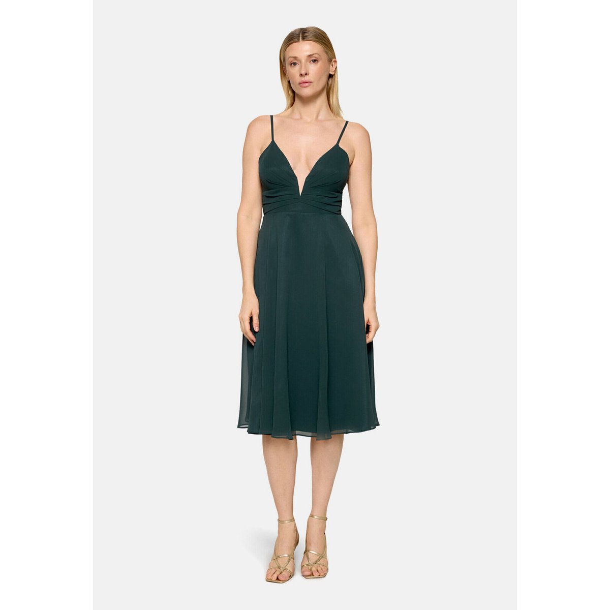 Robe en chiffon à encolure en v dusty slate, VERA MONT