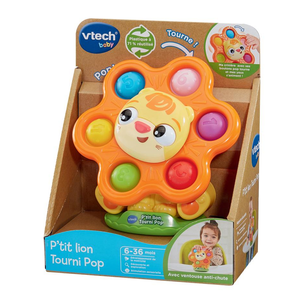 Ptit Lion Tourni pop (plastique reutilise) bleu, VTECH