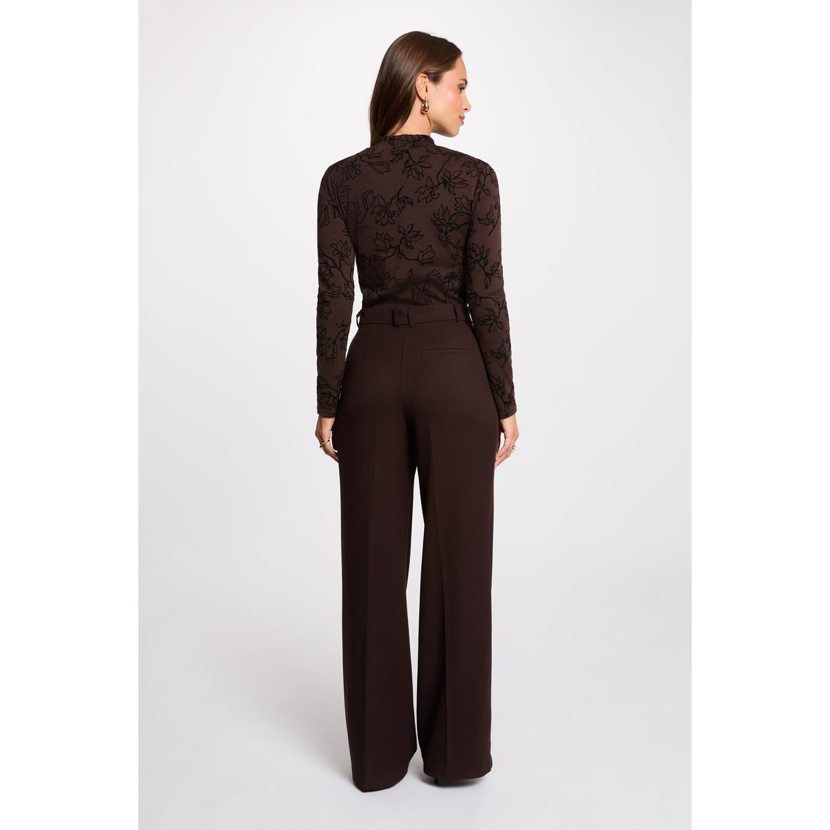 Tee-shirt marron manches longues marron foncé, MORGAN
