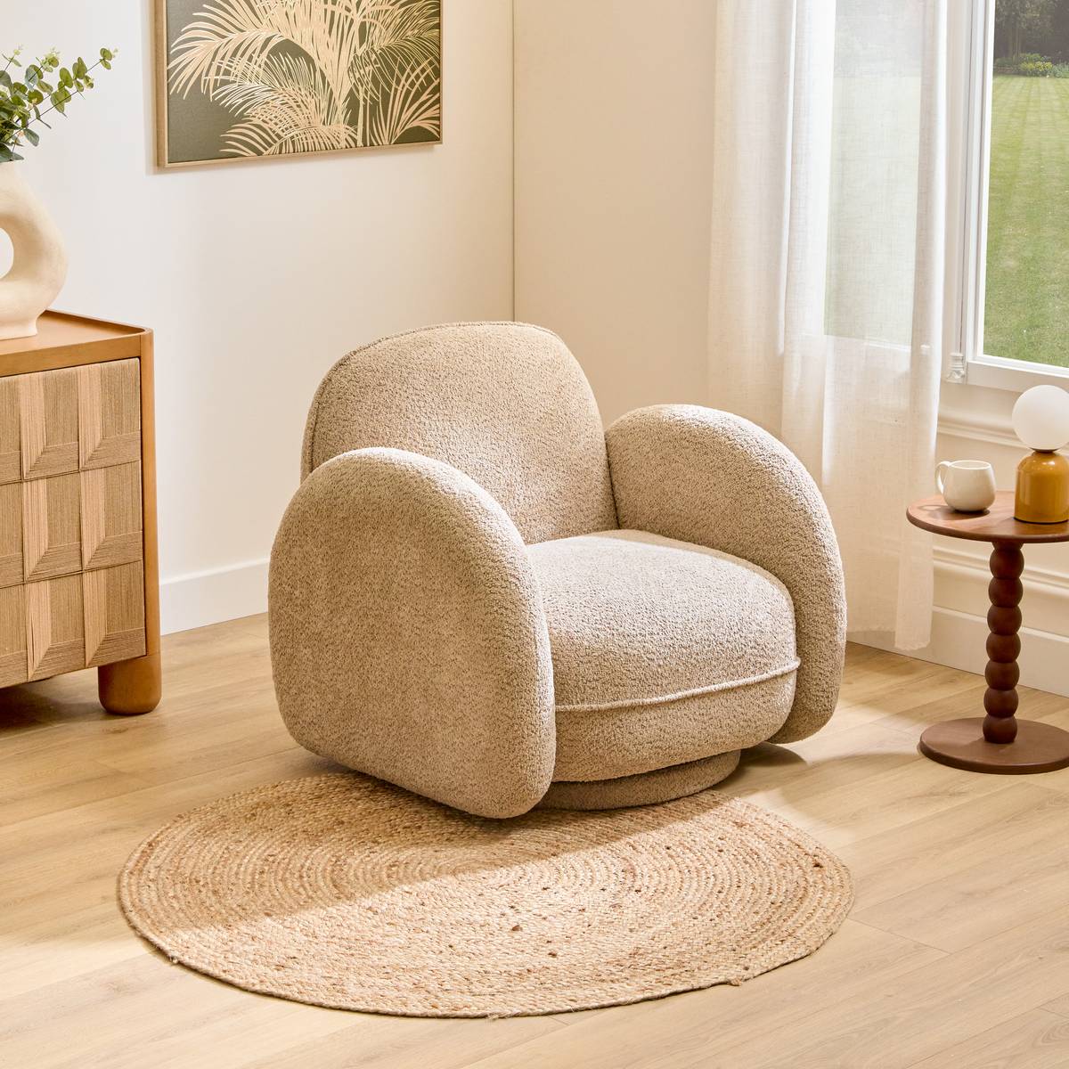 Fauteuil pivotant FIVA beige, ATMOSPHERA