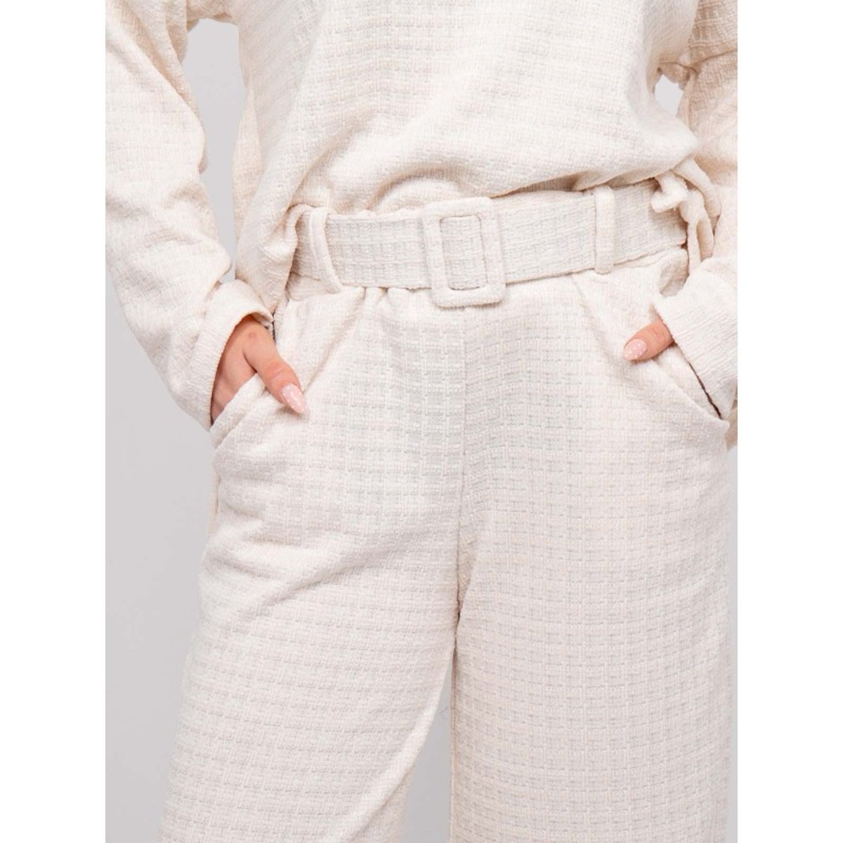 Pantalon Large Carreaux Elopia ecru, DONA LISA