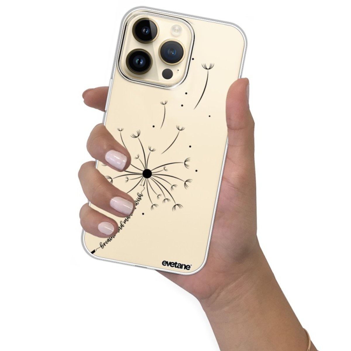Coque 360 iPhone 14 Pro Max pissenlit make a wish, EVETANE