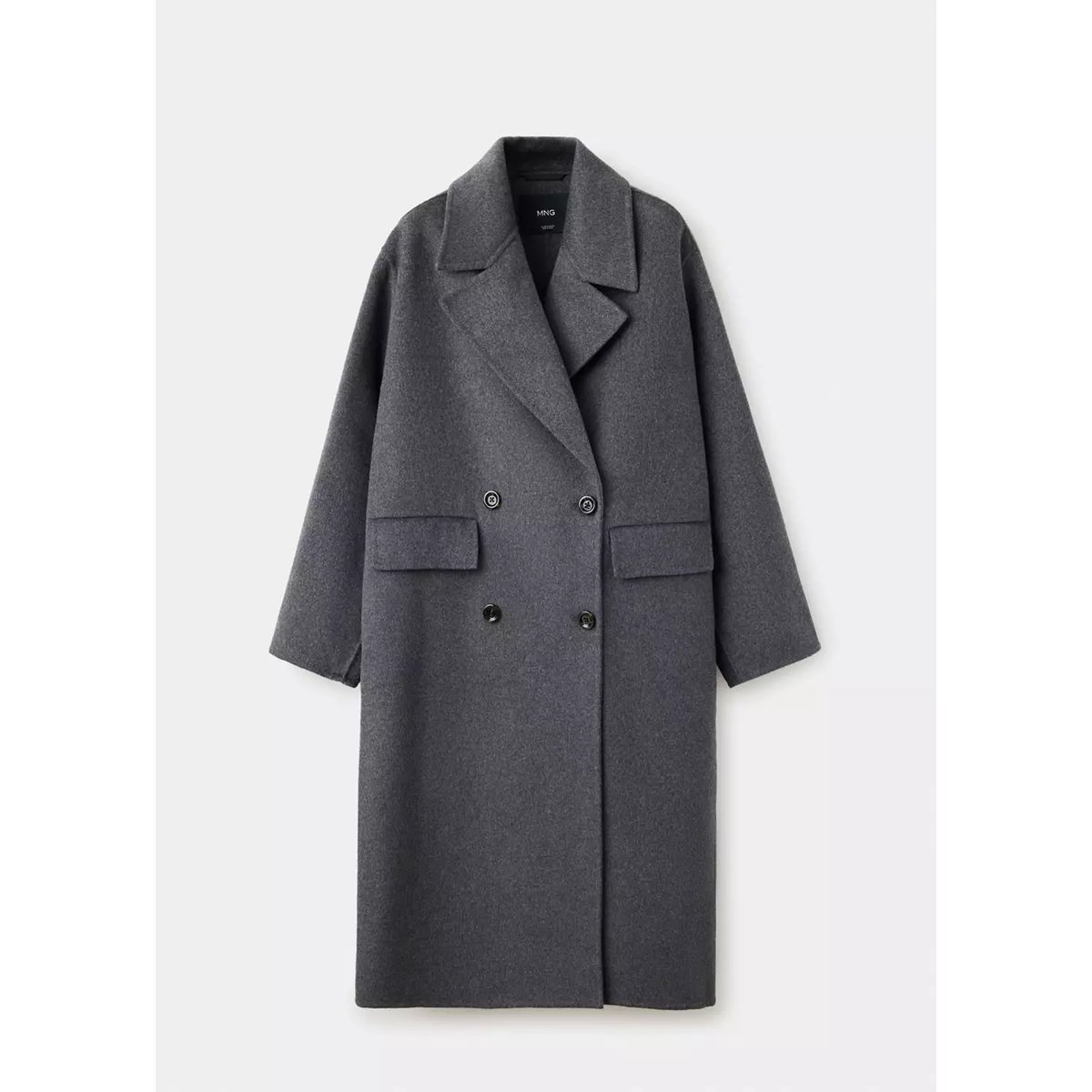 Manteau laine fait main gris chiné foncé, MANGO