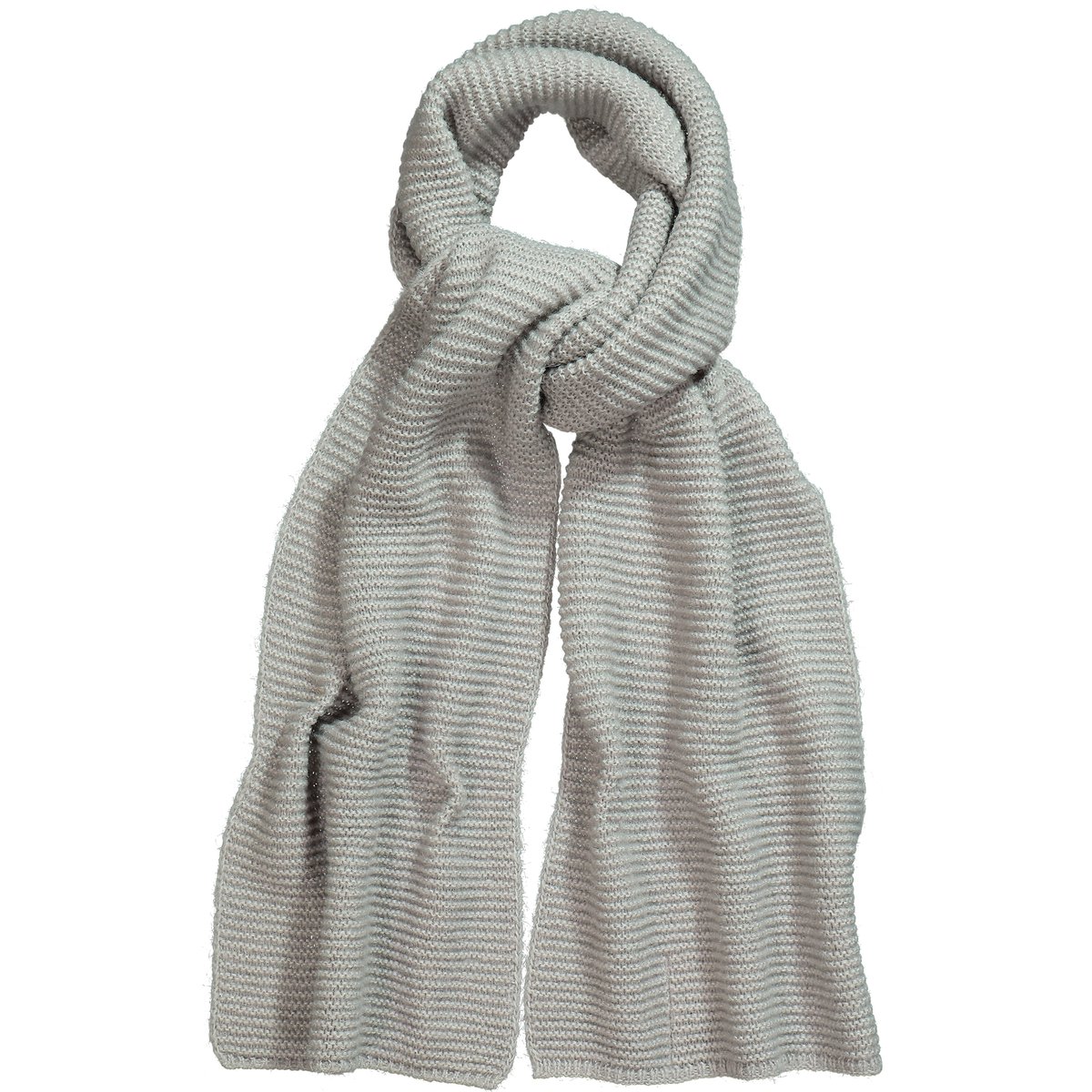 Écharpe tricotée en laine mélangée gris clair chiné, ULLA POPKEN
