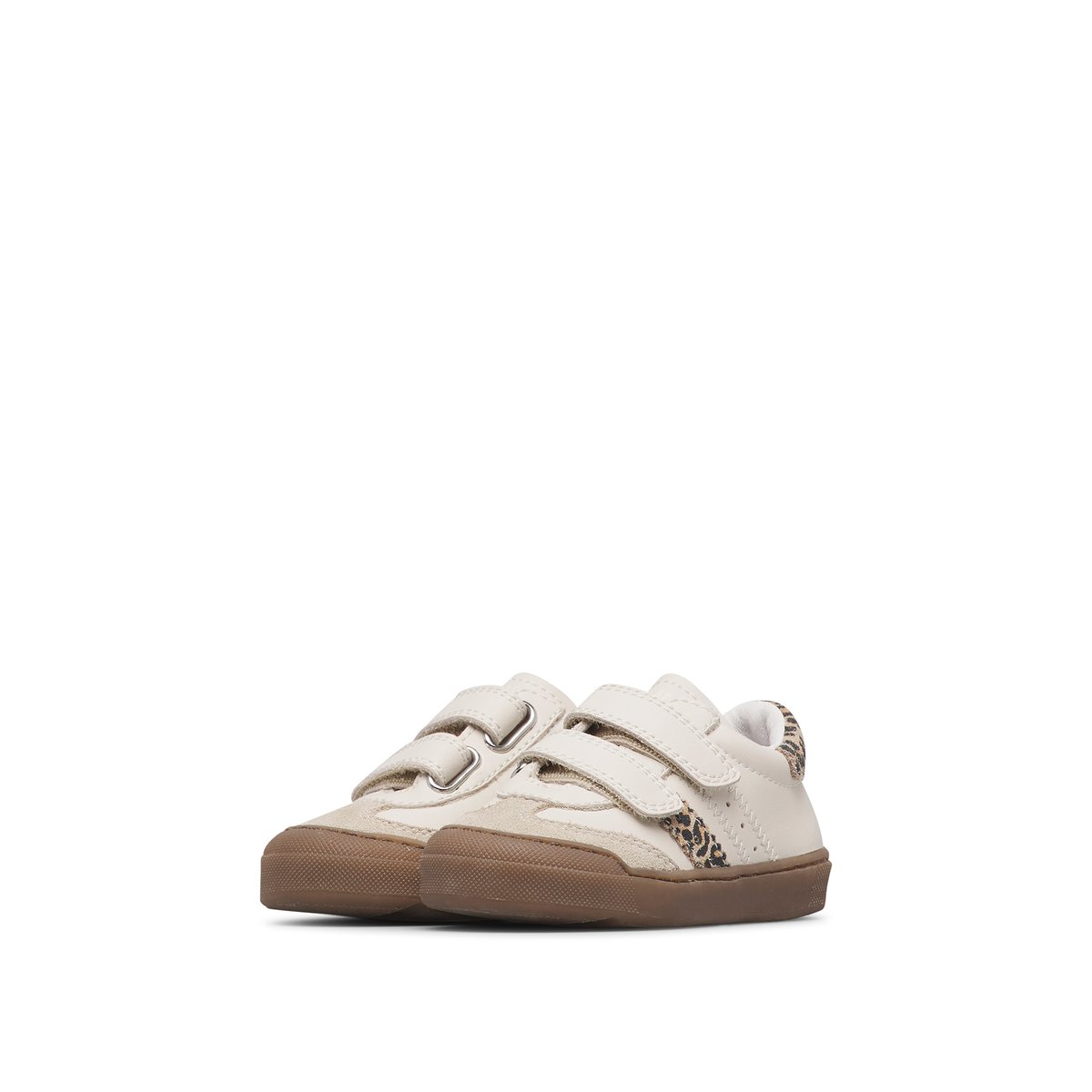 Sneakers en cuir et velours RIBY VL. blanc-beige-marron, NATURINO