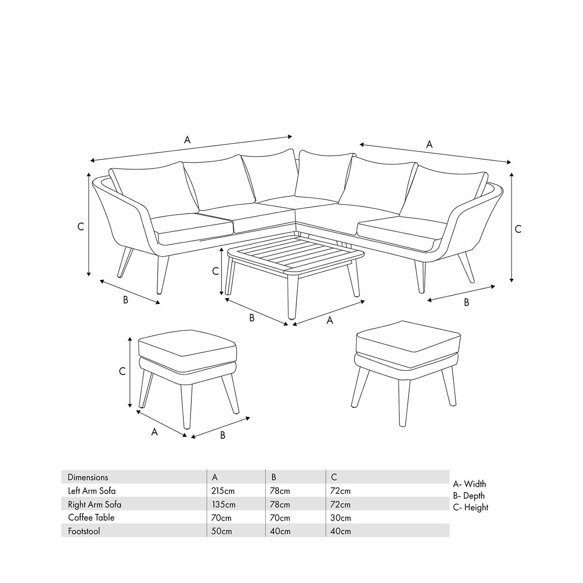 Cabon Outdoor Corner Seating Set pebble beige , SO'HOME
