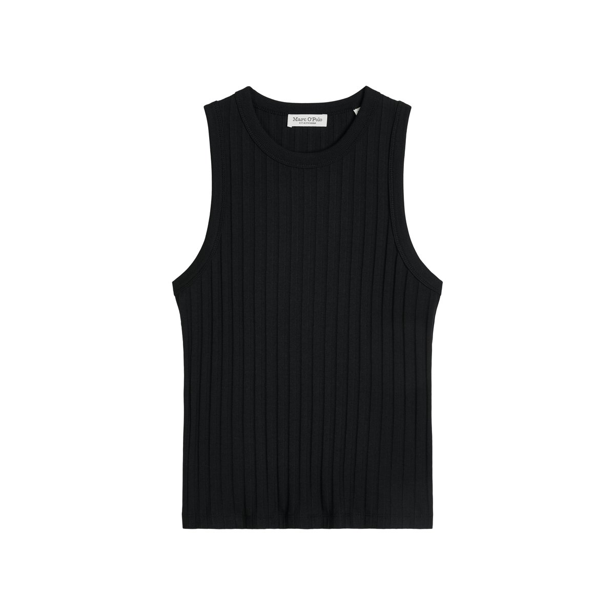 Top slim en pointelle avec TENCEL™ Modal noir, MARC O'POLO