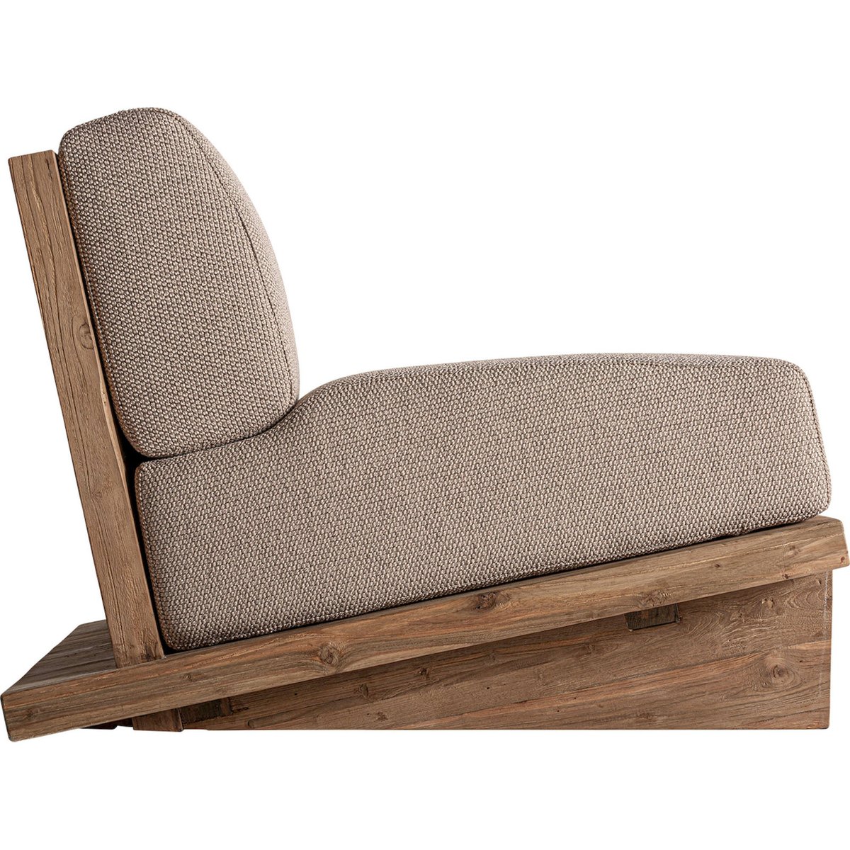 Fauteuil colonial en teck collection S.PURE beige et bois brun naturel, RECOLLECTION