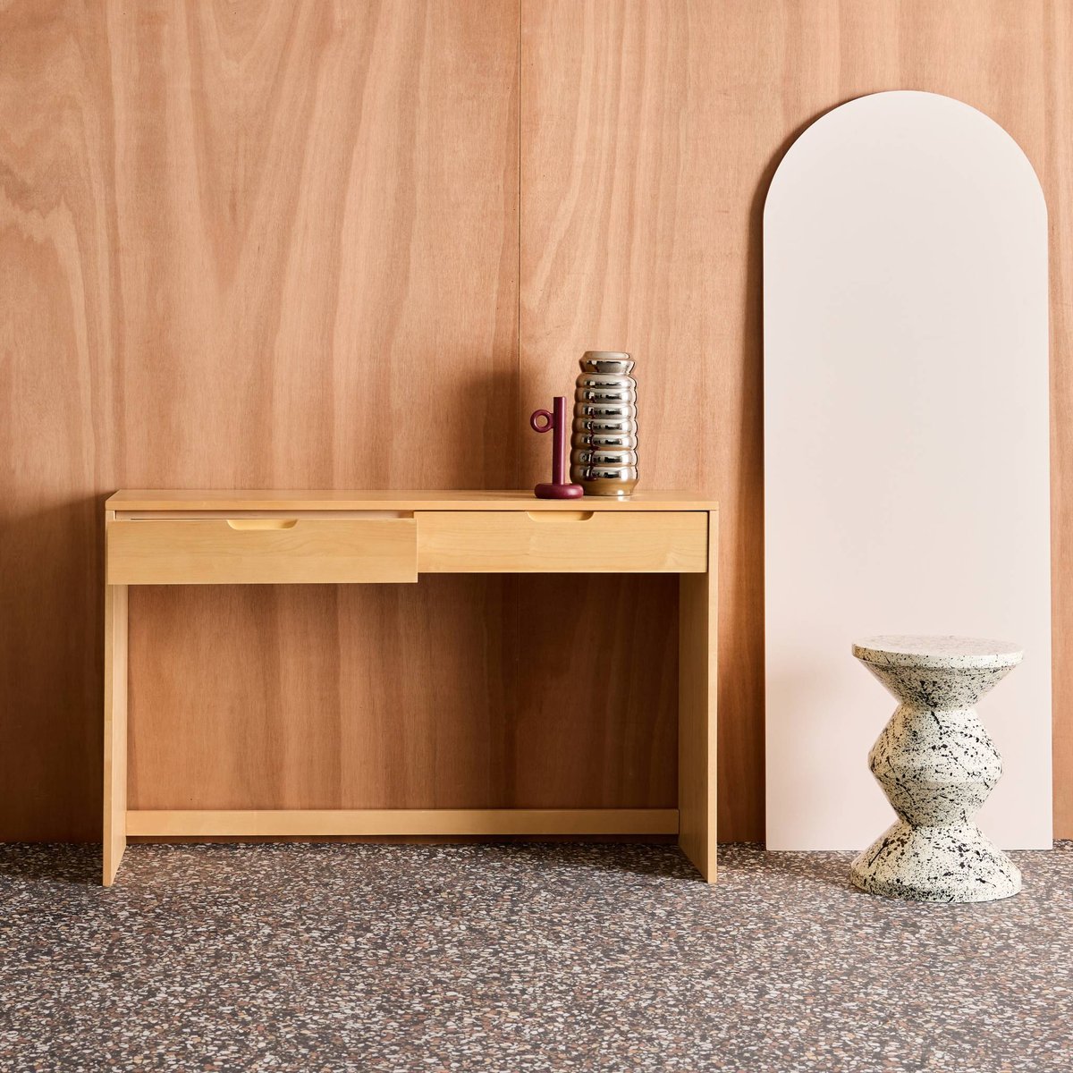 Console décor bois 2 tiroirs TANIA naturel, SWEEEK