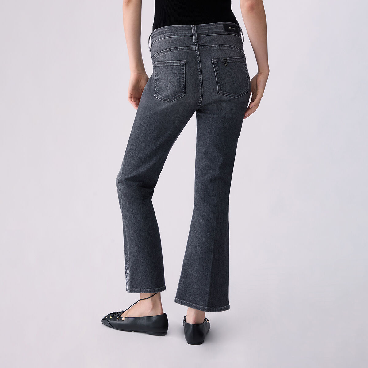 Jean bootcut avec strass denim gris, LIU JO