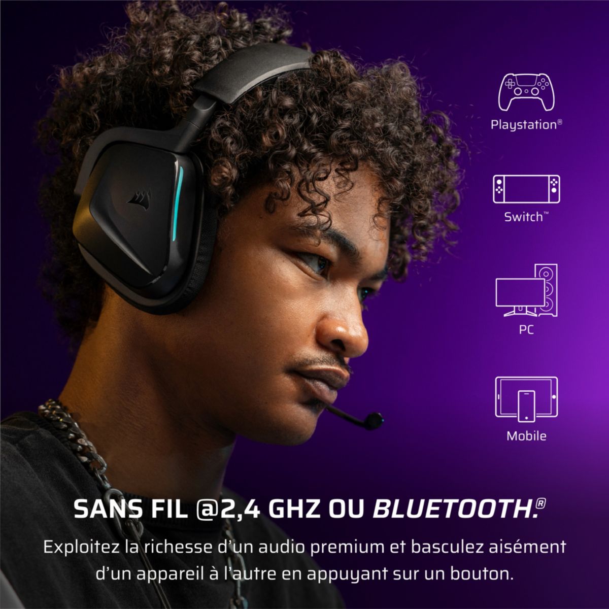 Casque gamer VOID ELITE V2 SANS FIL Carbon noir, CORSAIR