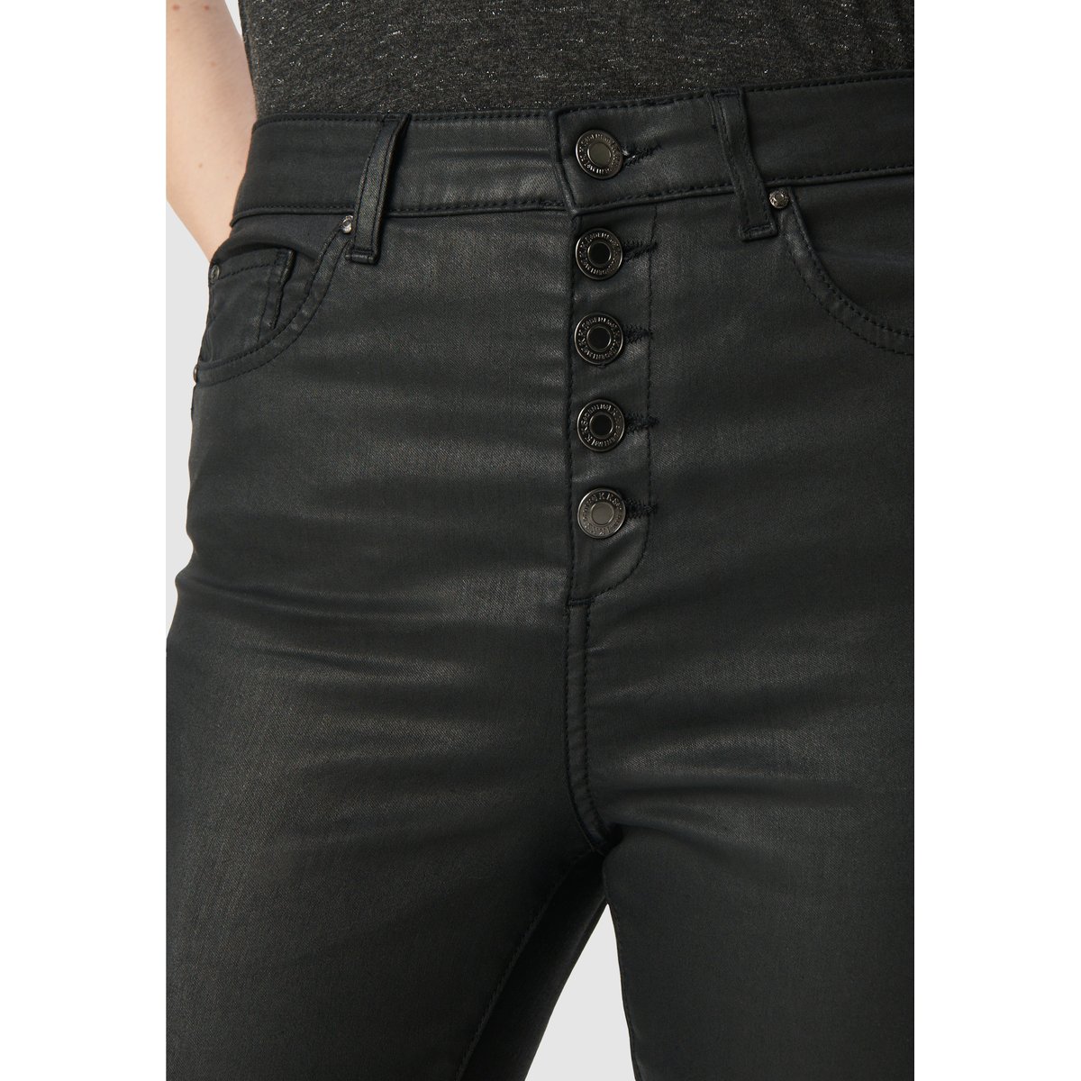 Jean slim enduit taille haute NINA noir, IKKS