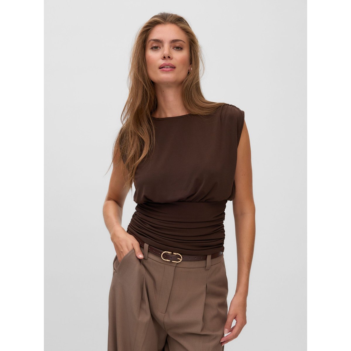 Top chocolate brown, VERO MODA