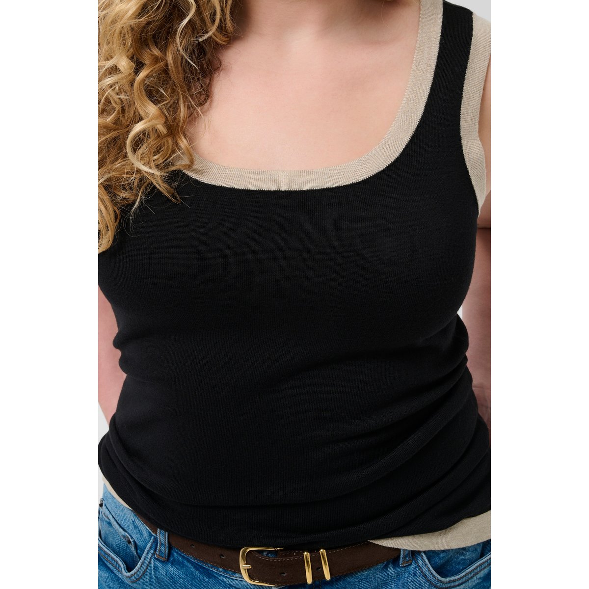 Pullover tricoté noir black deep, KAFFE CURVE