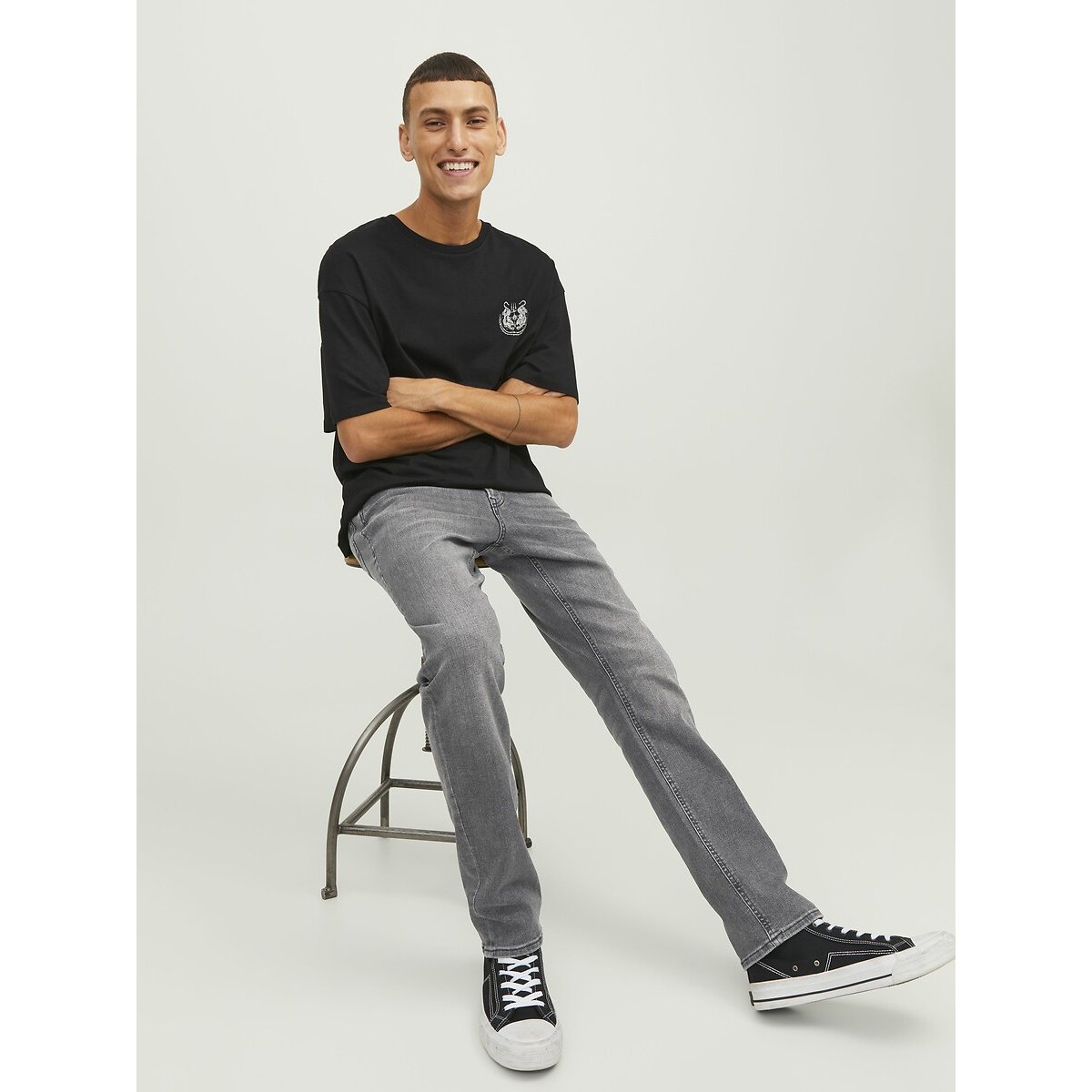 Glenn Slim Stretch Jeans black denim, JACK & JONES