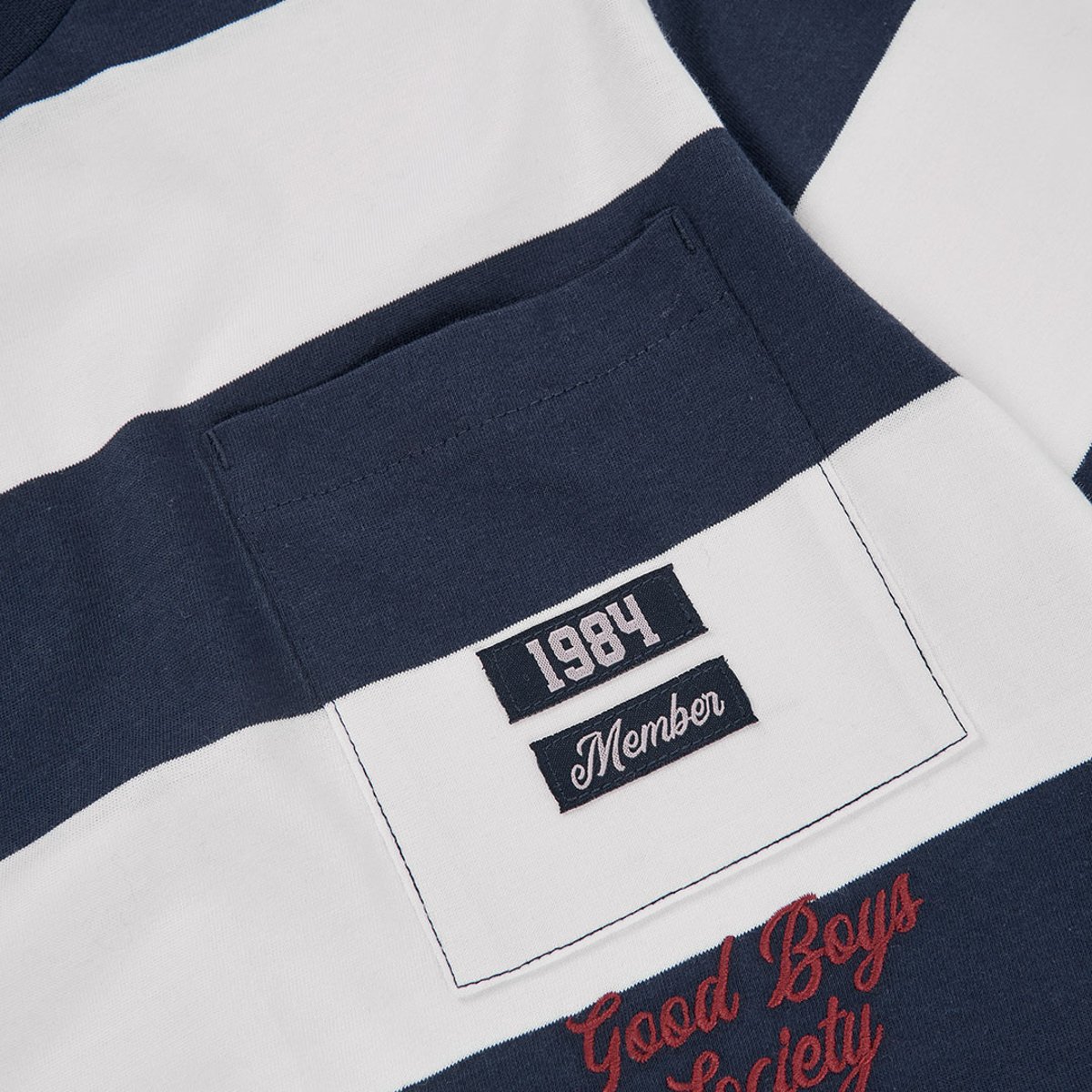 T-shirt en maille garçon rayé bleu, BOBOLI