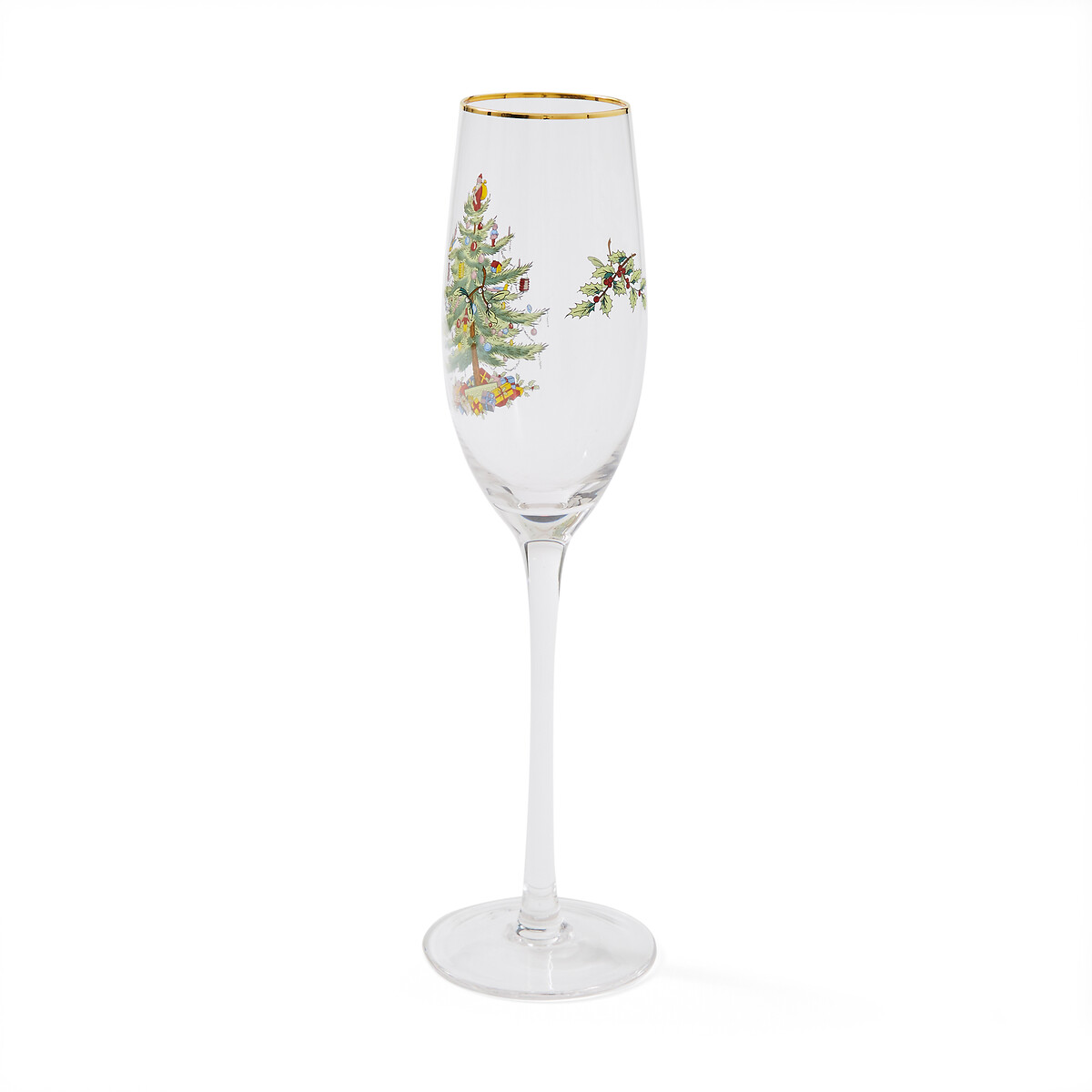 Set of 4 Christmas Tree Champagne Flute Glasses transparent, SPODE