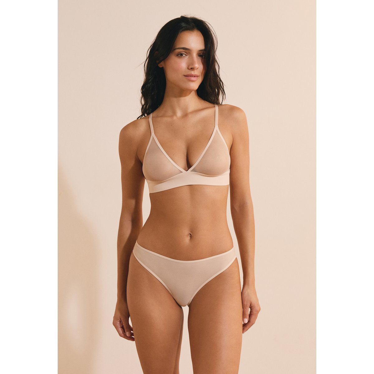 Soutien-gorge triangle en tulle PURE MESH lin, ETAM