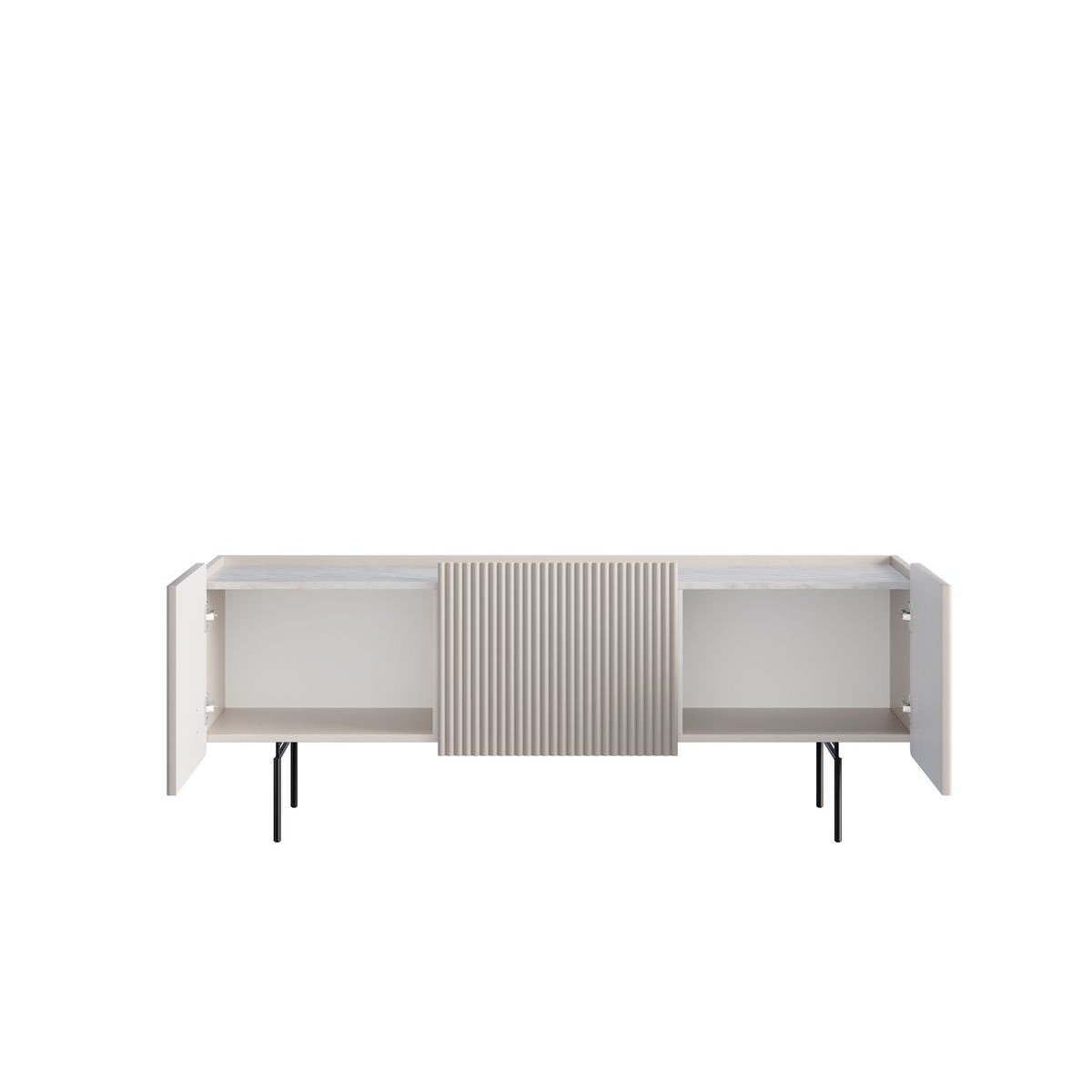 Meuble TV 150 cm panneaux de particules et MDF, MATHILDE beige, BOBOCHIC