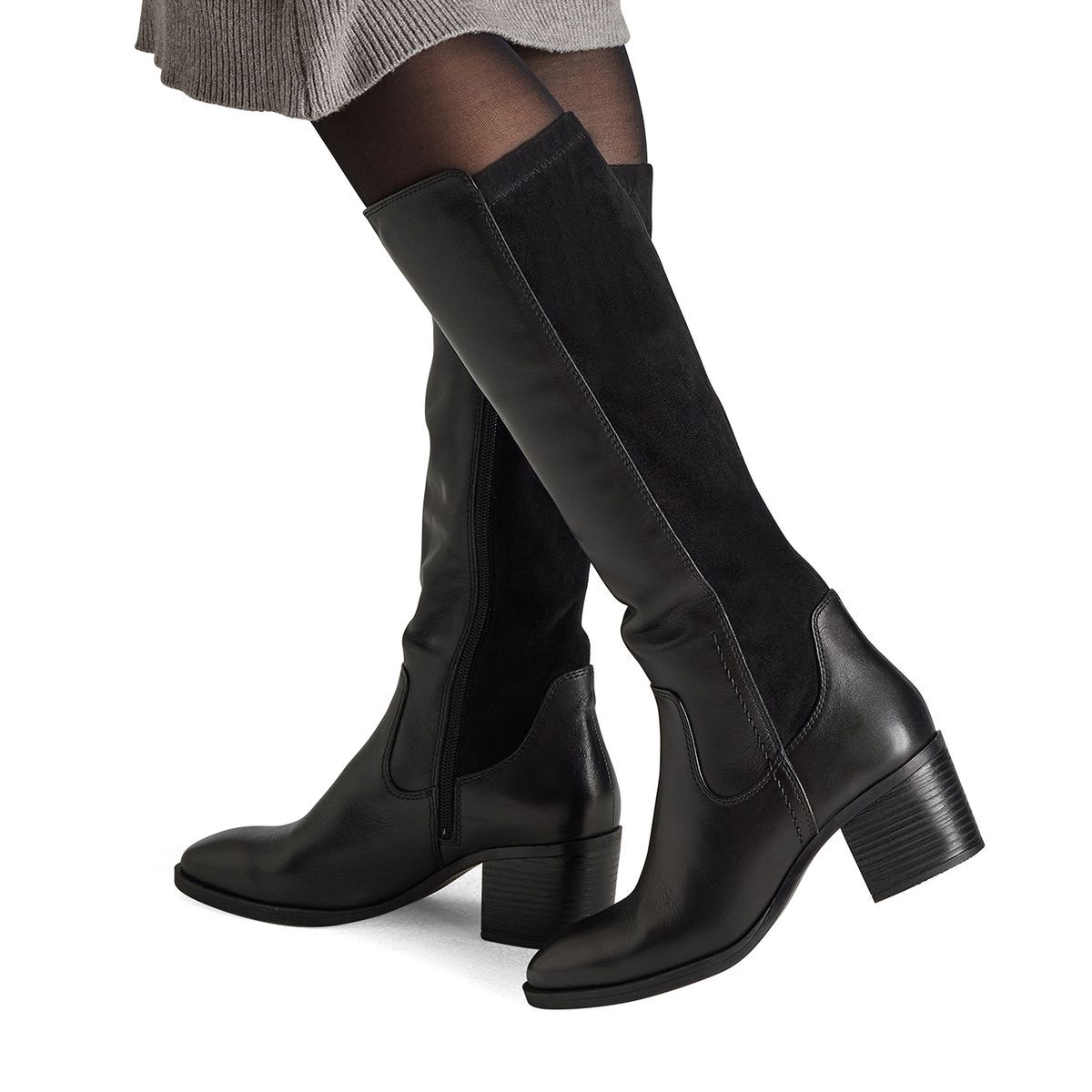 Bottes talon bloc noir combiné, MARCO TOZZI