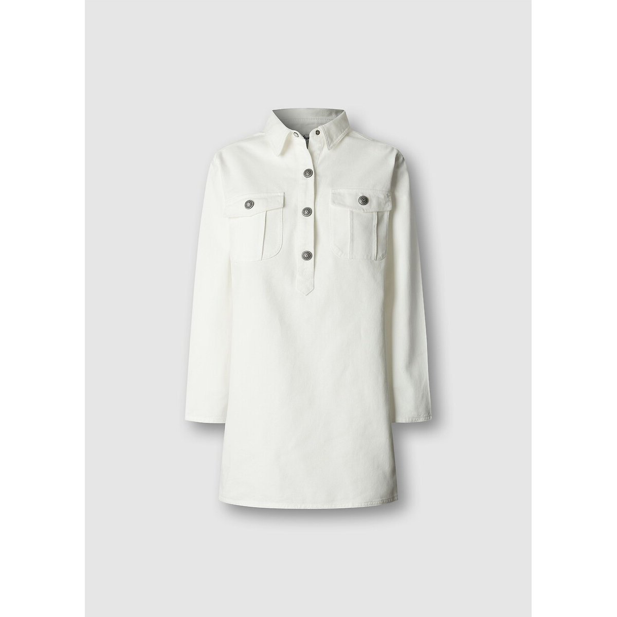 Robe courte, en denim, à manches longues blanc, PEPE JEANS