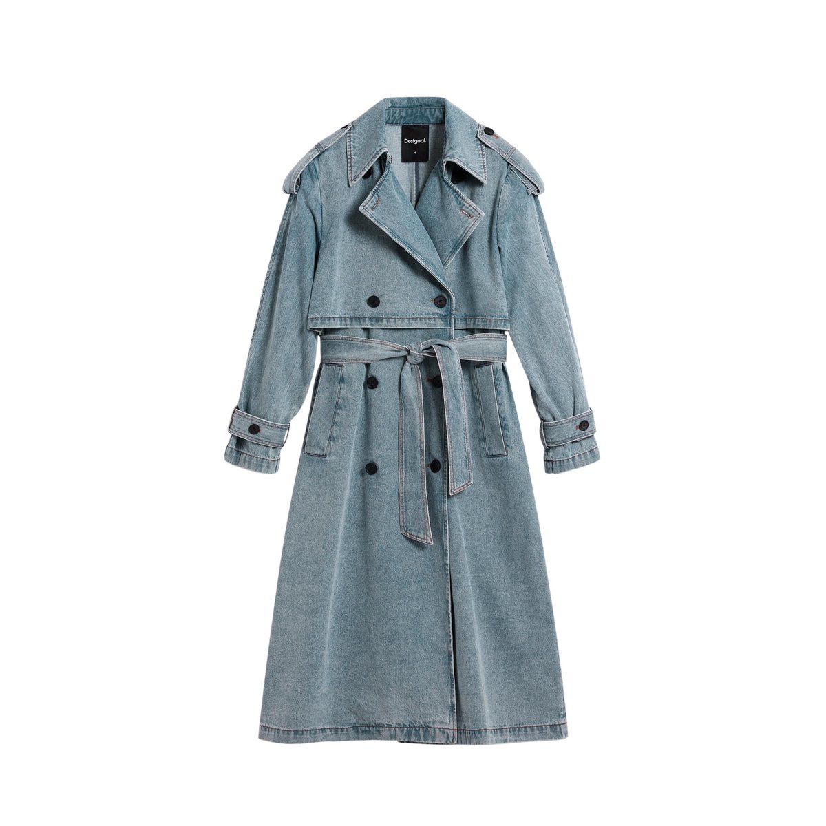 Trench-coat en denim ceinture bleu, DESIGUAL