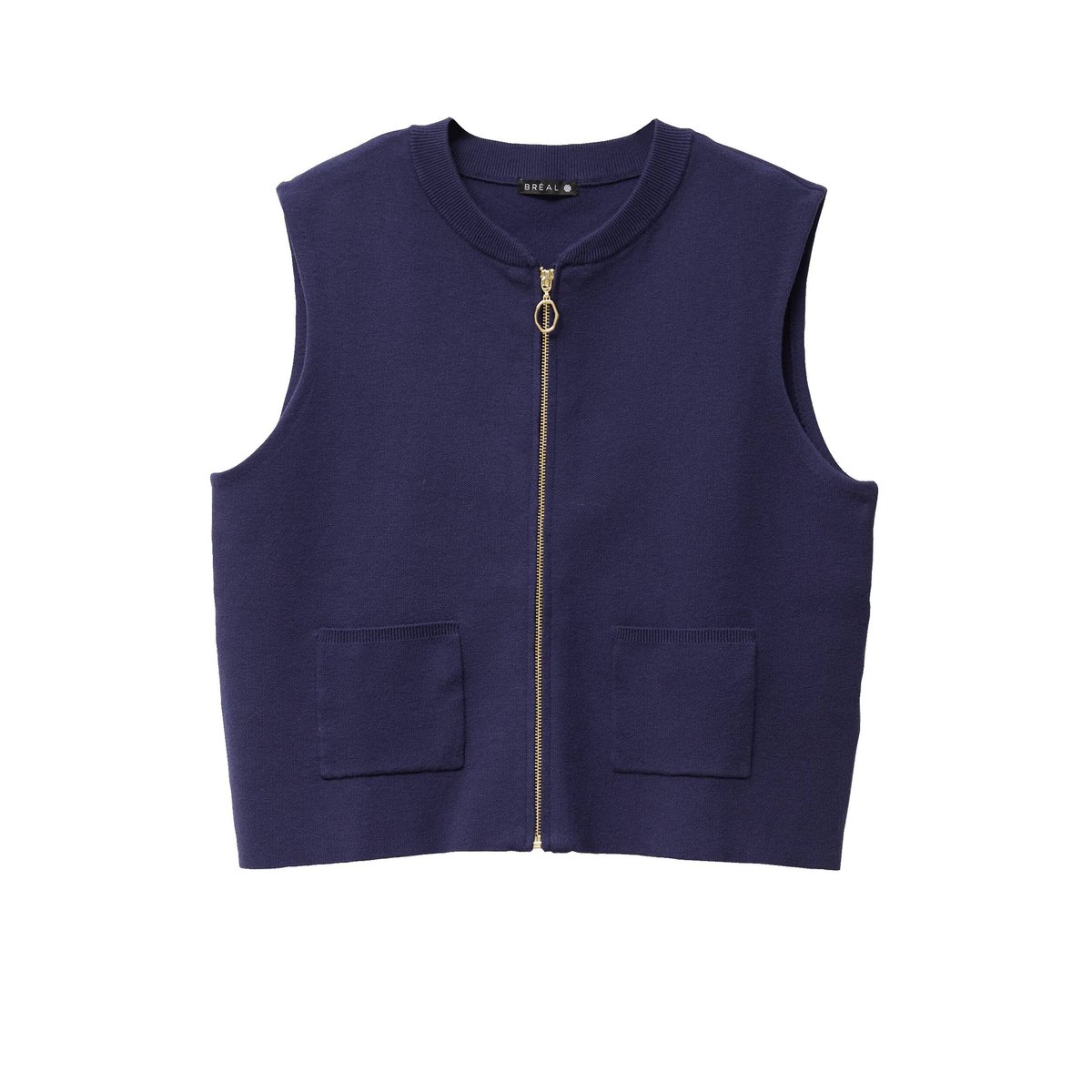 Gilet droit court sans manches bleu marine, BREAL
